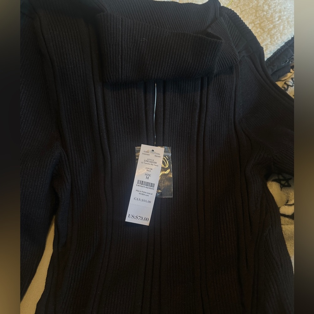 NWT White House Black Market Ribbed Black Turtleneck Sweater - Picture 10 of 10